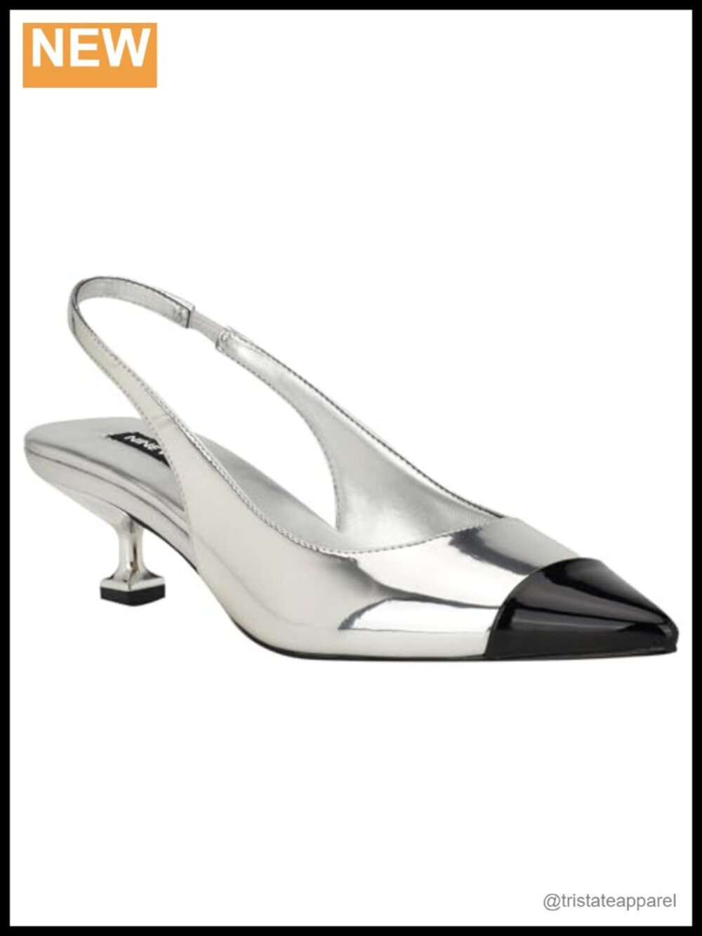 Nine West Workit Faux Leather Slingback Kitten Heel Pumps Pointed Toe
